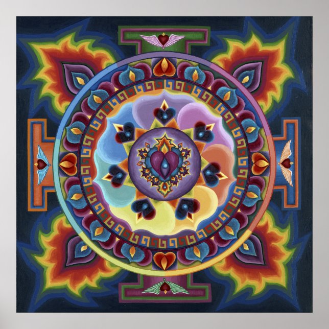 Flaming Heart Mandala Poster (Front)