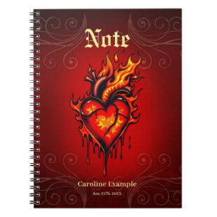 Flaming heart.  notebook