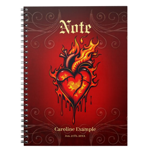 Flaming heart.  notebook (Front)