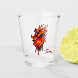 Flaming heart. shot glass
