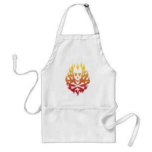 Flaming Heart Skull Chef's Apron