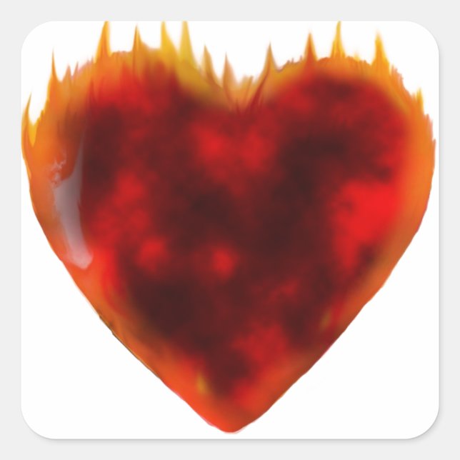 Flaming Heart Square Sticker (Front)