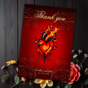 Flaming heart. thank you card