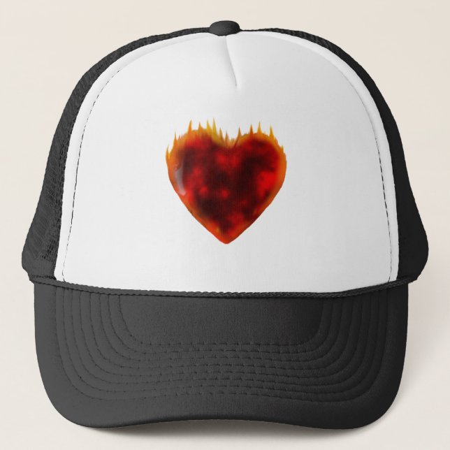 Flaming Heart Trucker Hat (Front)