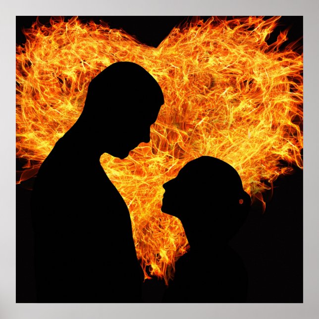 Flaming Heart Valentine's Day Poster (Front)