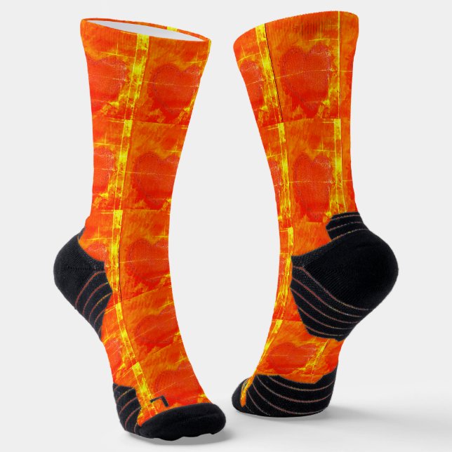 Flaming Heart Valentine's socks (Angled)