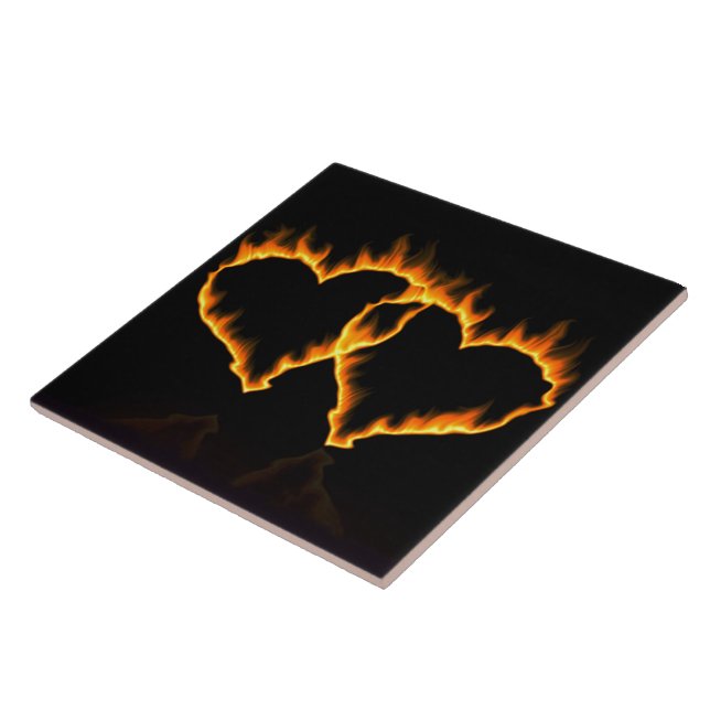 Flaming Hearts Ceramic Tile (Side)