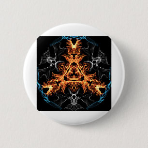 Flaming Heavy Metal Style Mandala 6 Cm Round Badge