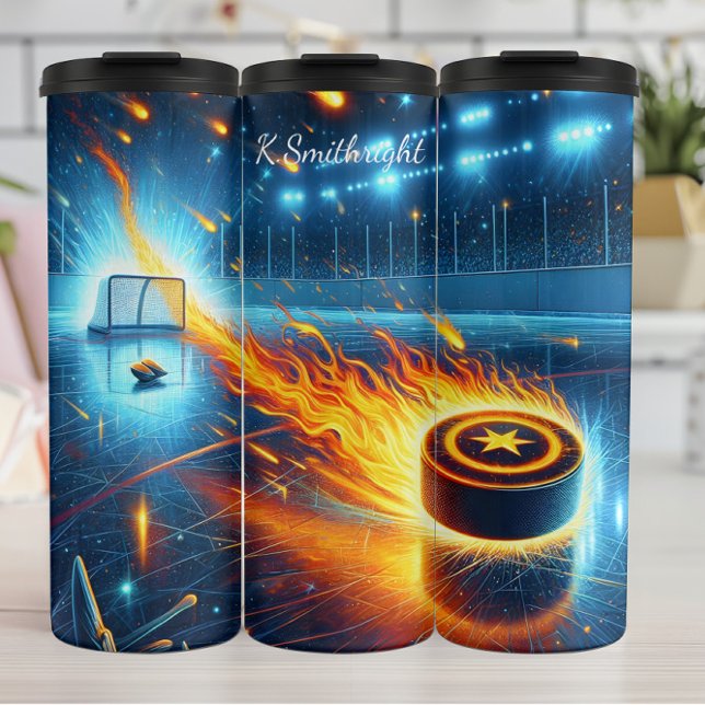 Flaming Hockey Puck Goal Explosion Thermal Tumbler (Creator Uploaded)