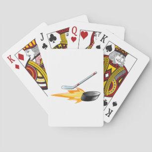 Flaming Hockey Puck Playing Cards