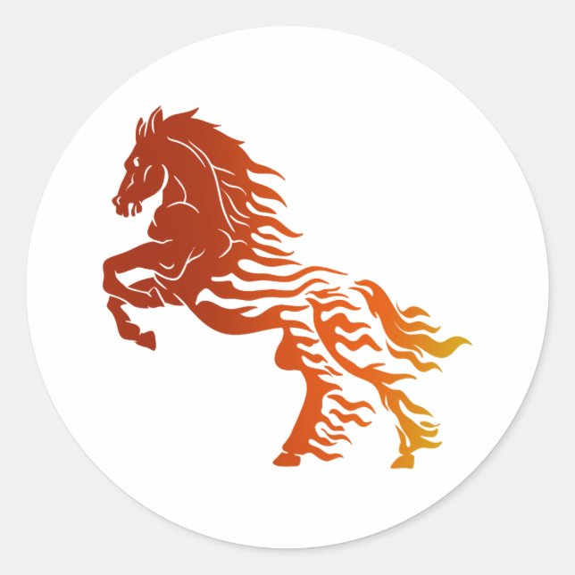 Flaming horse - Choose background colour Classic Round Sticker (Front)