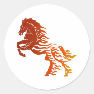 Flaming horse - Choose background colour Classic Round Sticker