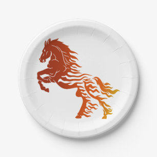 Flaming horse - Choose background colour Paper Plate