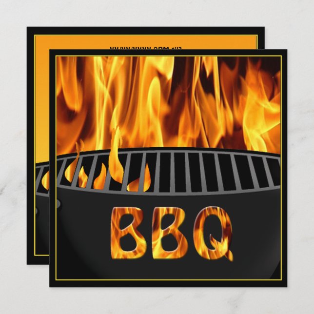Flaming Hot BBQ Grill Party Invitation (Front/Back)