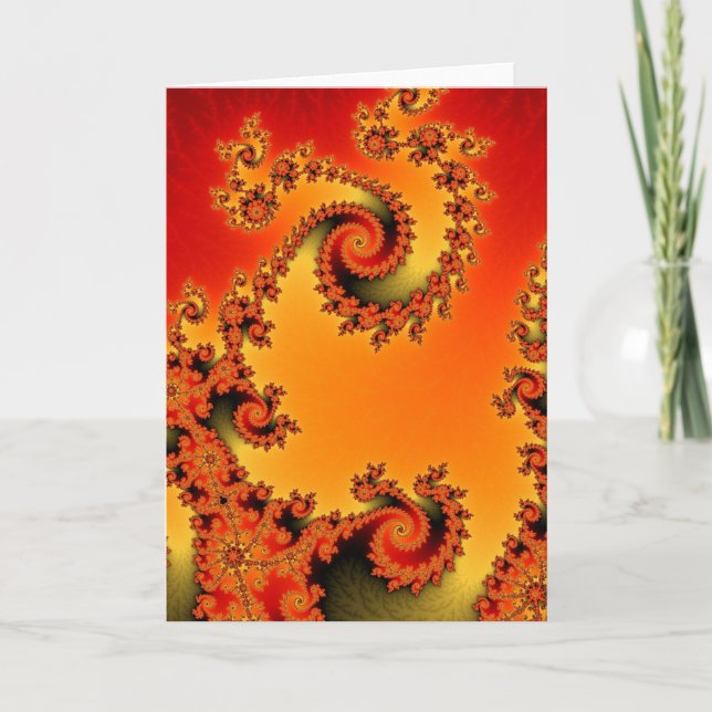 Flaming Hot Double Spiral Greetings Card (Front)