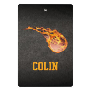 Flaming Hot Fiery Basketball Mini Clipboard