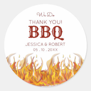 Flaming Hot Fire BBQ Grill Party Classic Round Sticker