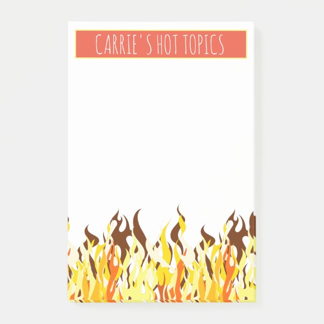 Flaming Hot Topics| Personalised Office Post-it Notes (Front)