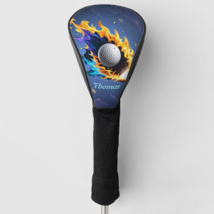 Flaming Intensity: The golf ball in action. Head Cover