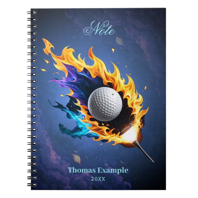 Flaming Intensity: The golf ball in action Notebook (Front)