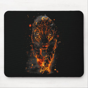 Flaming Jaguar Fierce Leopard Wild Fire Animal Sri Mouse Pad