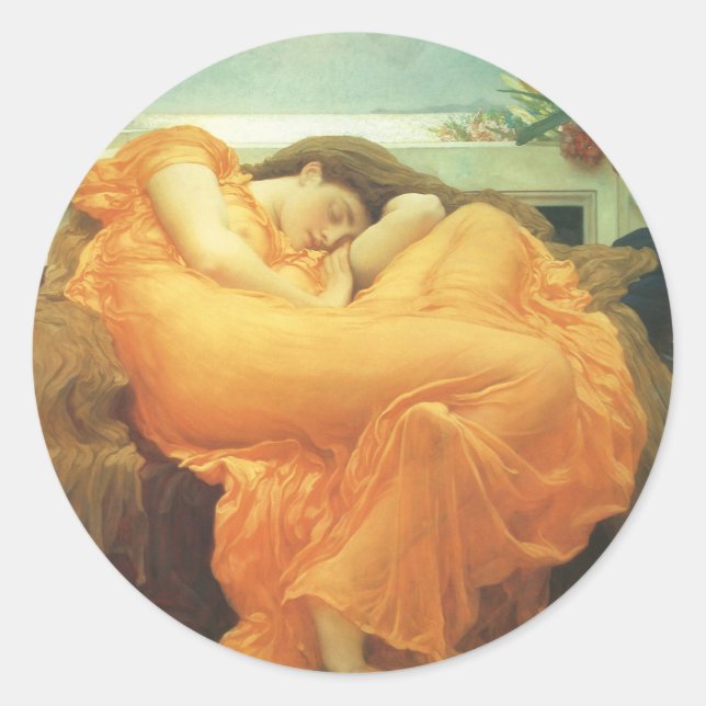 Flaming June by Lord Frederic Leighton Classic Round Sticker (Front)