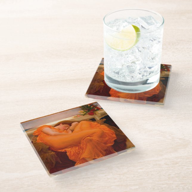 Flaming June by Lord Frederic Leighton Glass Coaster (Angled)
