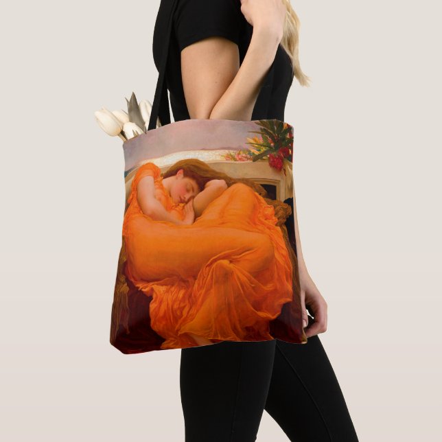 Flaming June by Lord Frederic Leighton Tote Bag (Close Up)