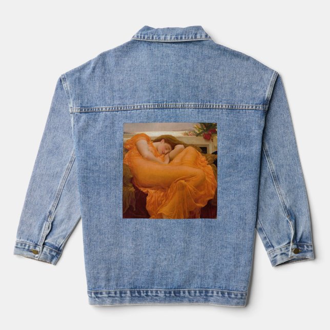 Flaming June by  Sir Frederic Leighton Denim Jacket (Back)