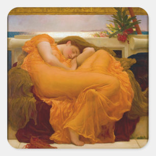 Flaming June by Sir Frederic Leighton Square Sticker