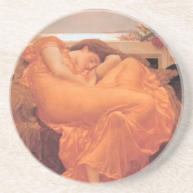Flaming June Sandstone Drink Coaster (Front)