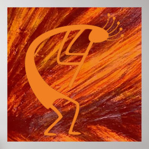 Flaming Kokopelli Poster