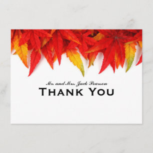 Flaming Leaves Autumn Personalised Thank You Card