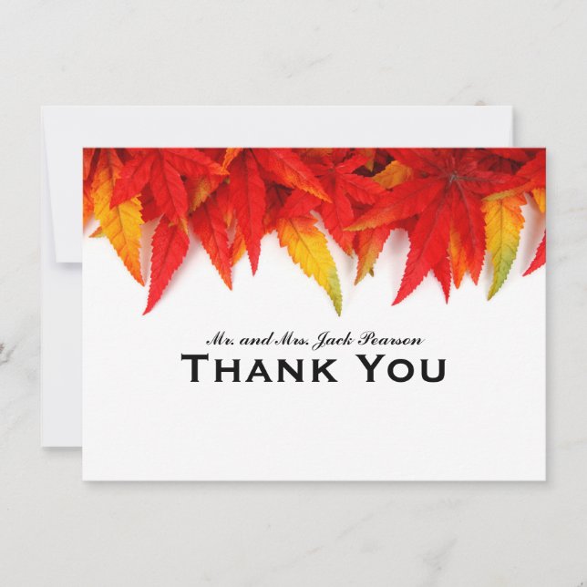 Flaming Leaves Autumn Personalised Thank You Card (Front)