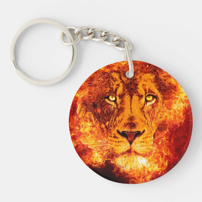 Flaming Lion Burning Key Ring (Front)