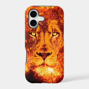 Flaming Lion Face Red Black Orange