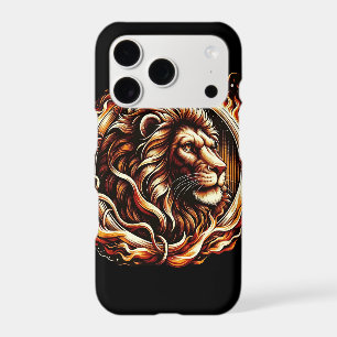 Flaming Lion in Ring of Fire Flames Astrology