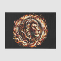Flaming Lion in Ring of Fire Flames Astrology