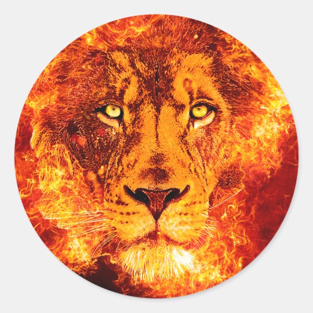 Flaming Lion of Judah Classic Round Sticker (Front)
