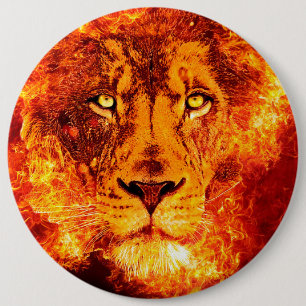 Flaming Lion of Judah Largest 6 Cm Round Badge