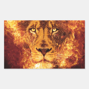 Flaming Lion of Judah Rectangular Sticker