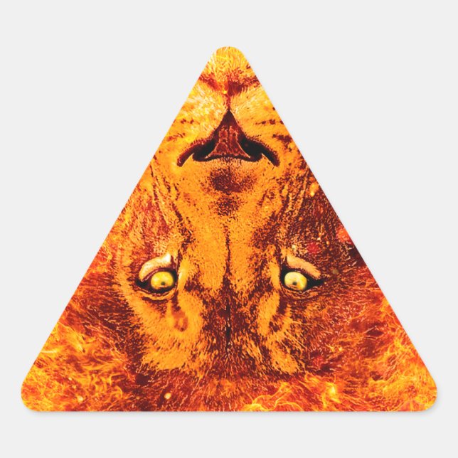 Flaming Lion of Judah Triangle Sticker (Front)