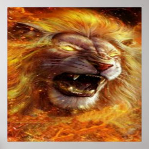 Flaming Lion Poster
