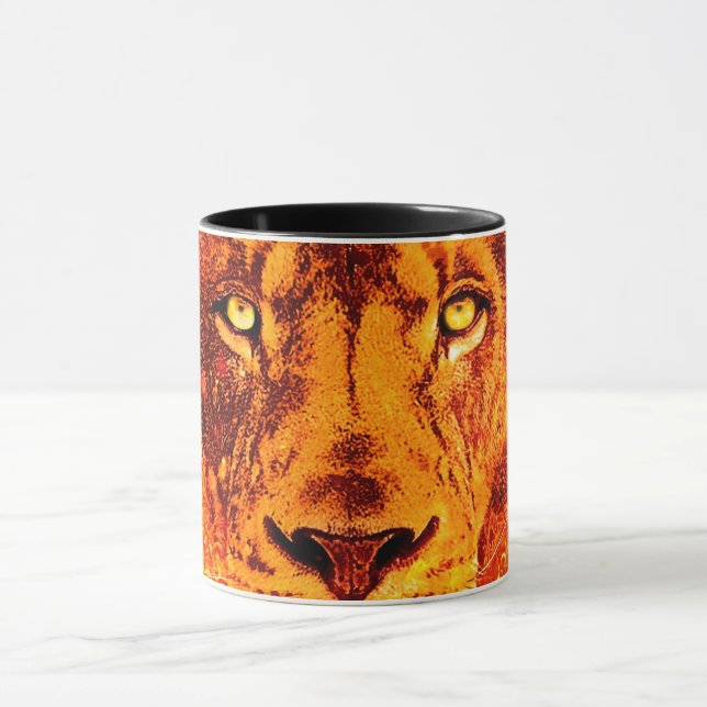 Flaming Lion Red Orange Back Yellow Mug (Center)