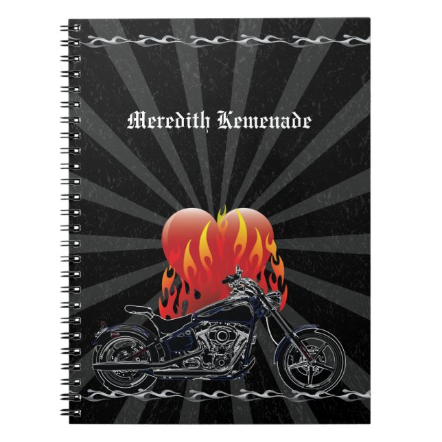 Flaming Love Biker Notebook (Front)