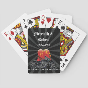 Flaming Love Biker Playing Cards