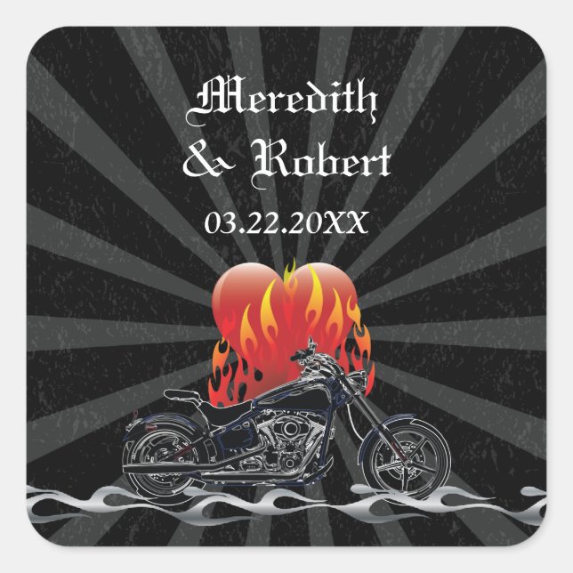 Flaming Love Biker Wedding sticker (Front)