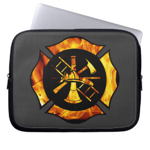 Flaming Maltese Cross Laptop Sleeve