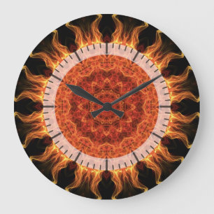 flaming mandala large clock