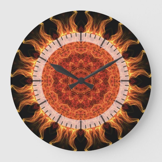 flaming mandala large clock (Front)